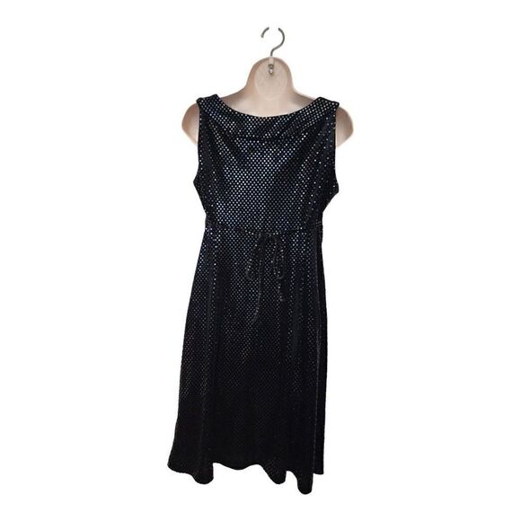 Mimi Maternity Black Sequin Notched Neckline Built-in Tie Dress Size Small - Picture 3 of 8